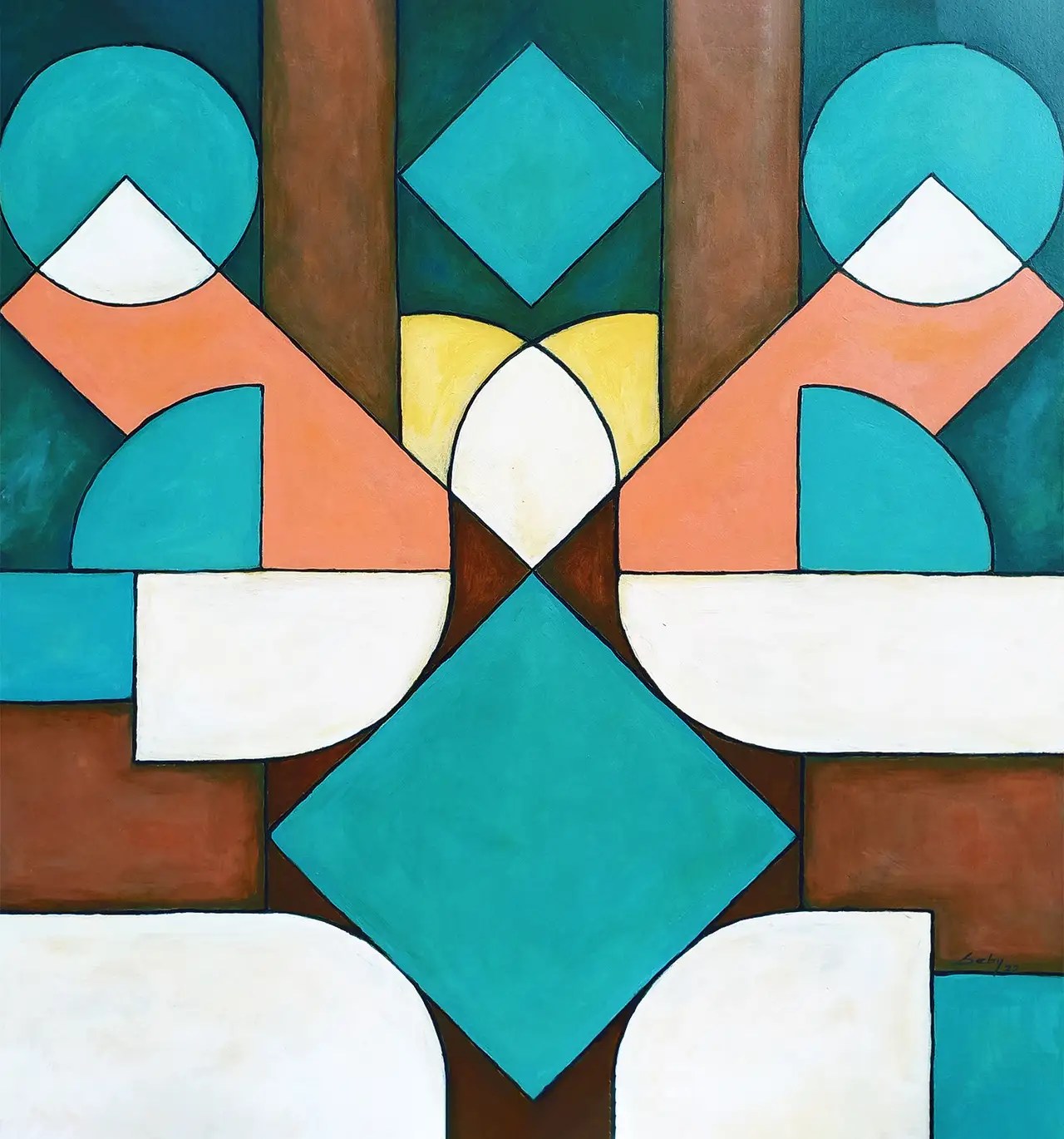 Abstract Geometric Shapes Painting Art Of Paint By Numbers
