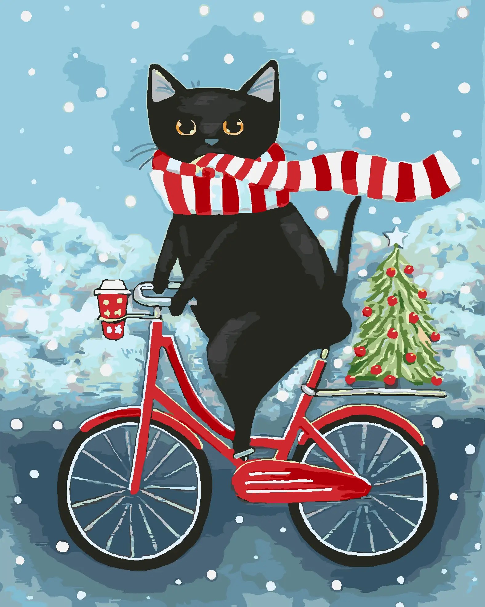 Black Cat Wearing Shawl Painting Art Of Paint By Numbers