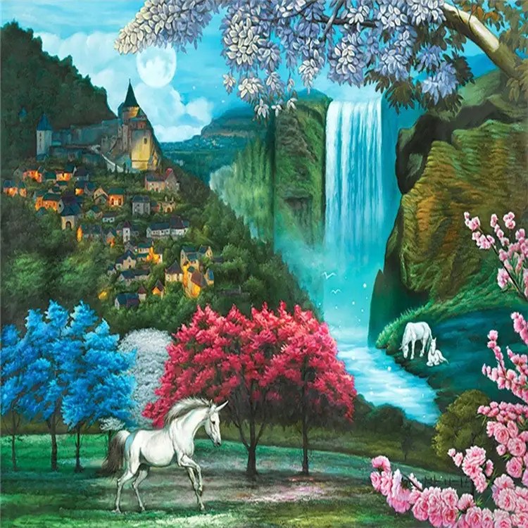 Paradise Waterfalls Painting Art Of Paint By Numbers