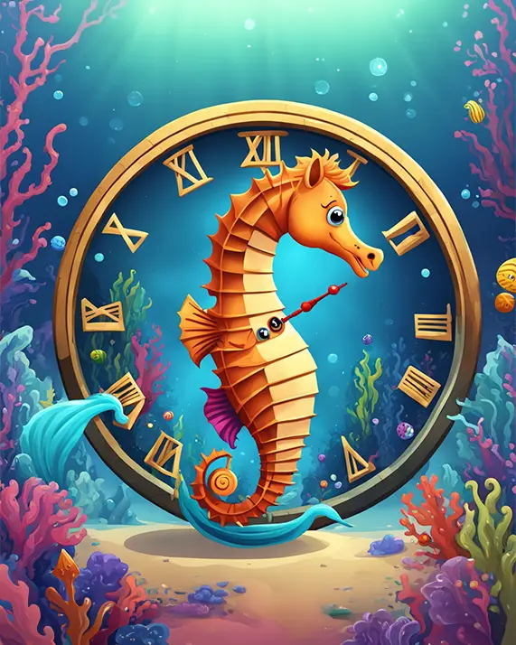 Seahorse By Clock Painting Art Of Paint By Numbers