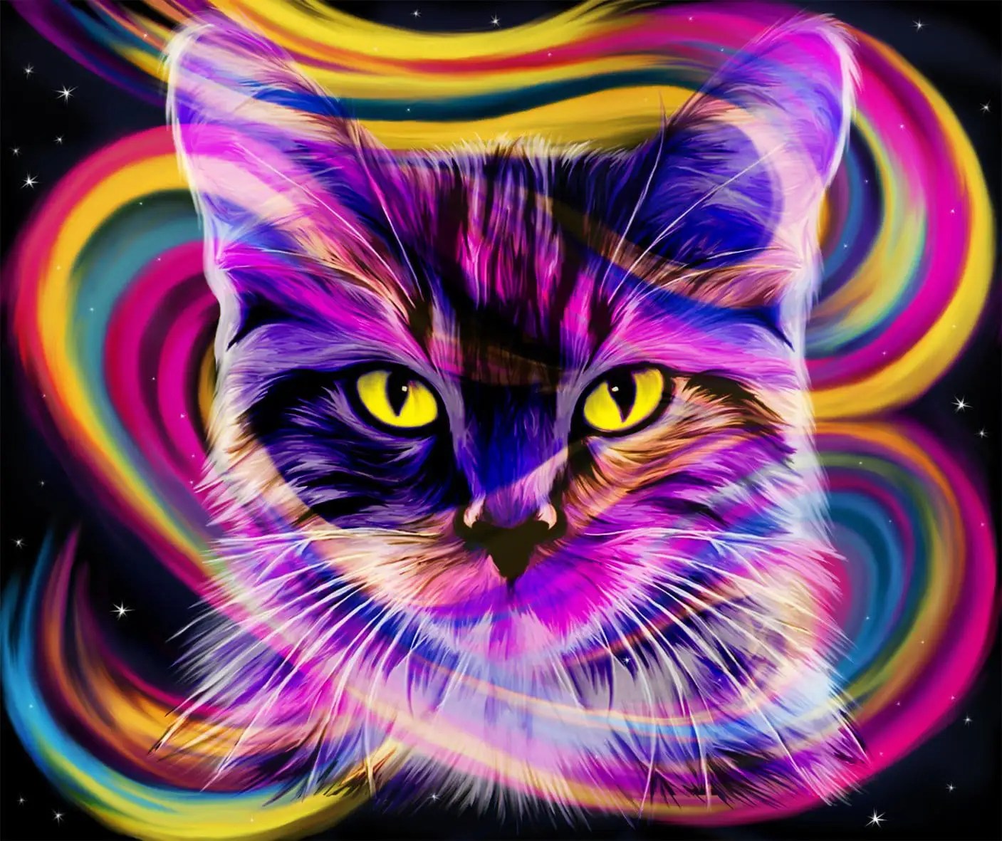 Rainbow Party Cat Painting Art Of Paint By Numbers
