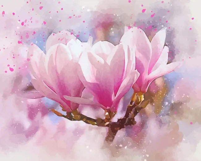 Magnolia Plants Art Painting Art Of Paint By Numbers