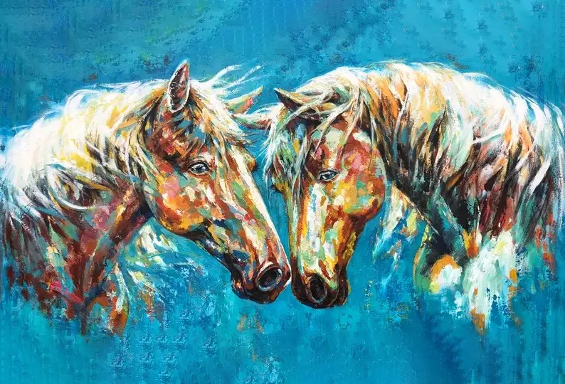 Abstract Colorful Horses Painting Art Of Paint By Numbers