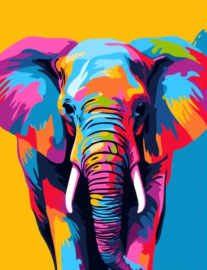 Abstract Colorful Elephant Painting Art Of Paint By Numbers