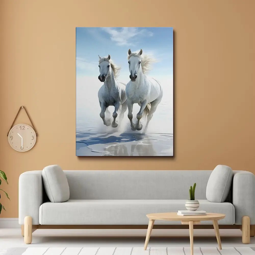 White Horse Painting Art Of Paint By Numbers