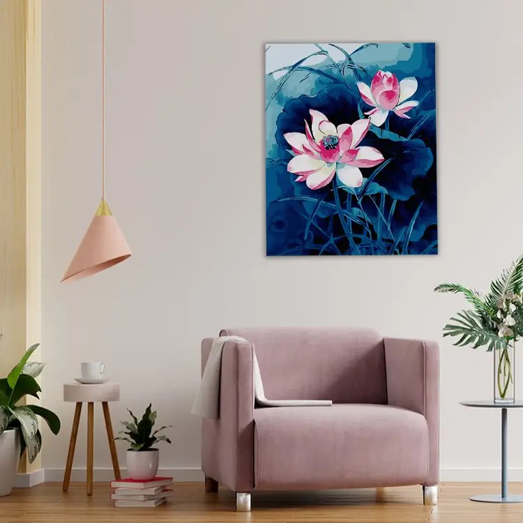 Abstract Beautiful Pink Flower Painting Art Of Paint By Numbers