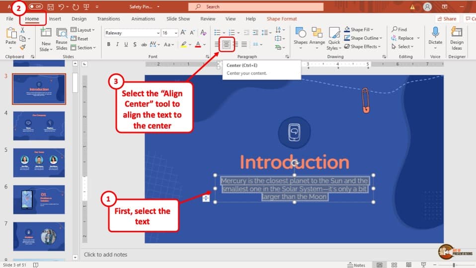 Как выровнять текст в Power Point