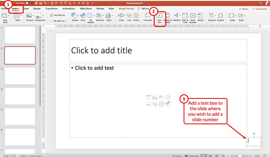 how to add powerpoint slide numbers