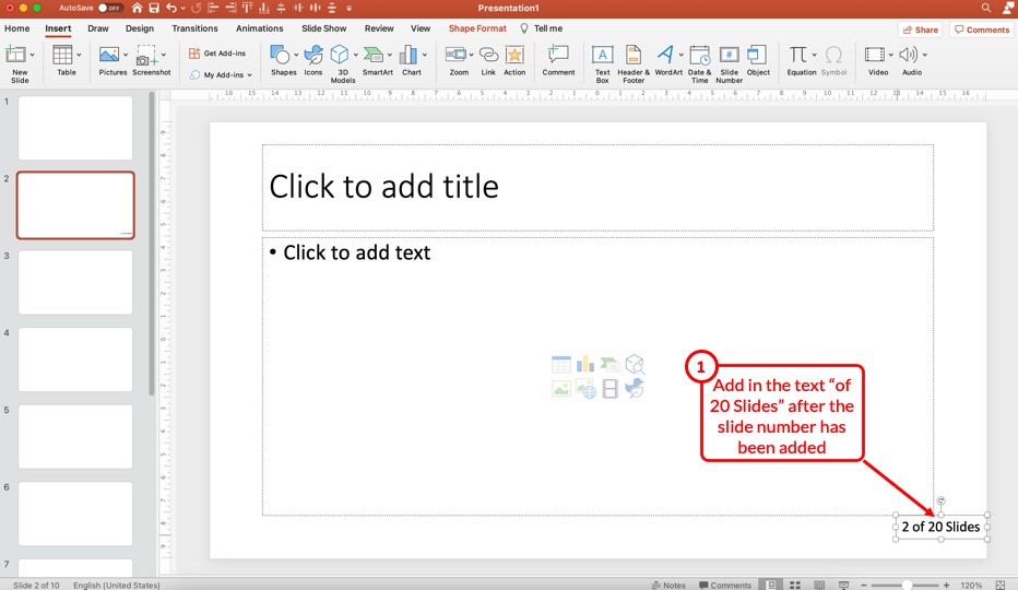 how to add powerpoint slide numbers