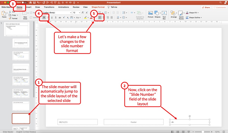 how to add powerpoint slide numbers