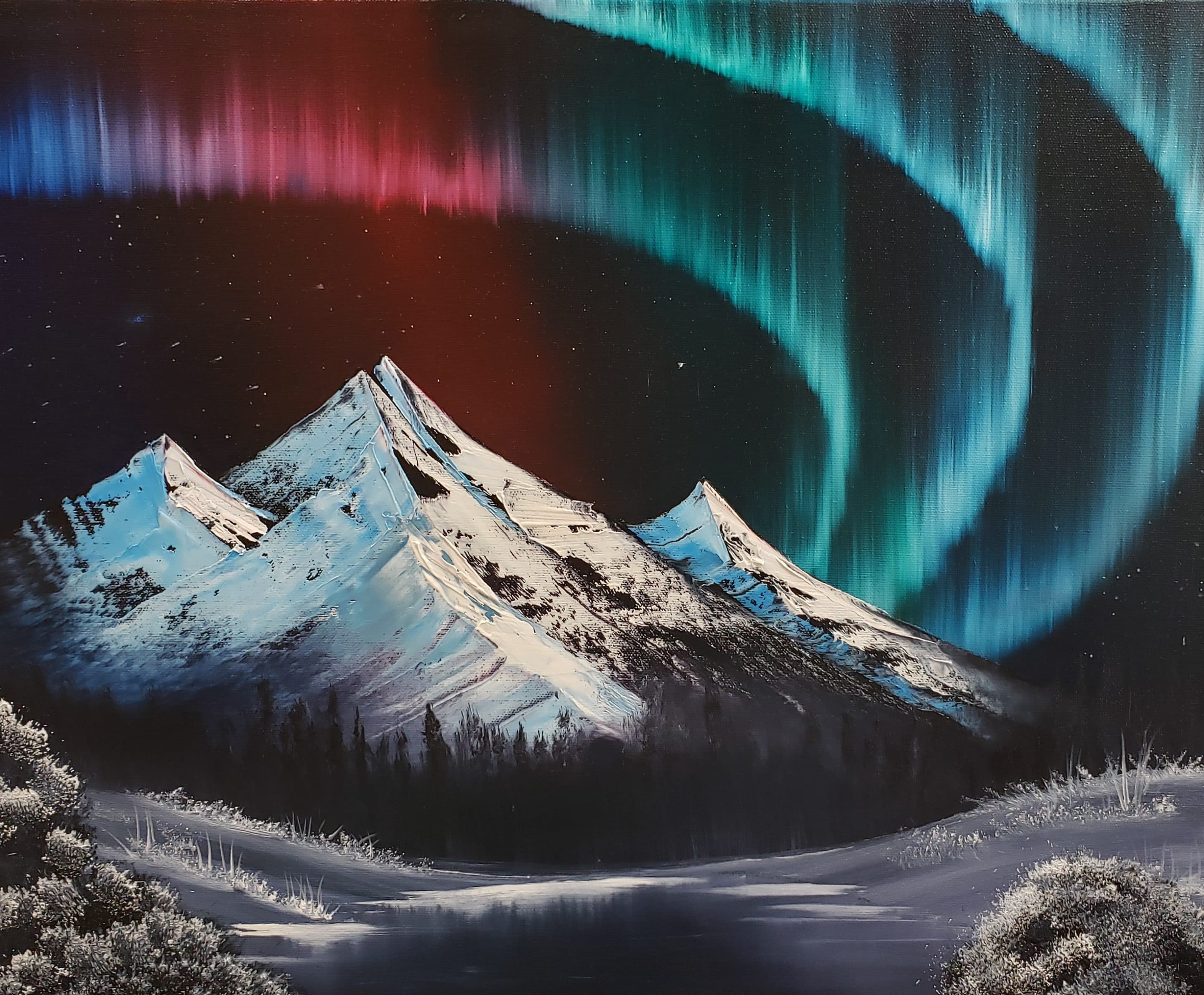 Bob Ross Night *Oil Painting Art on the Rocks