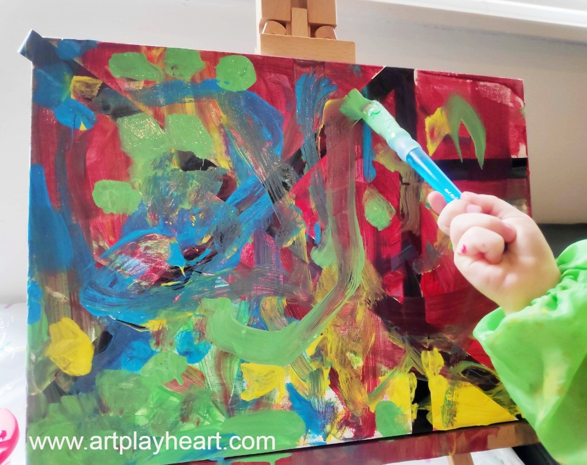 Tape Resist Canvas Painting Process Art Invitation Art Play Heart