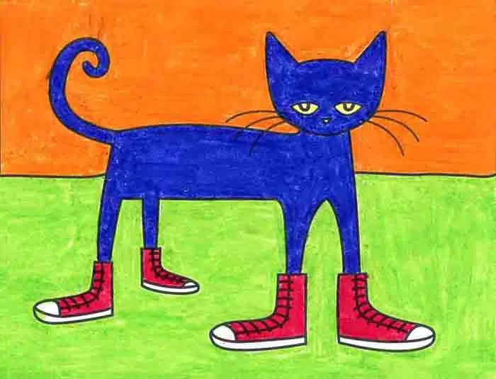 Easy How to Draw Pete the Cat Tutorial & Pete Cat Coloring Page