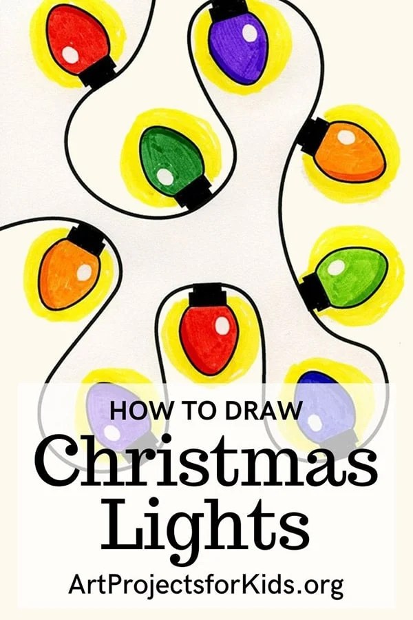 Easy How to Draw Christmas Lights Tutorial and Christmas Coloring Page