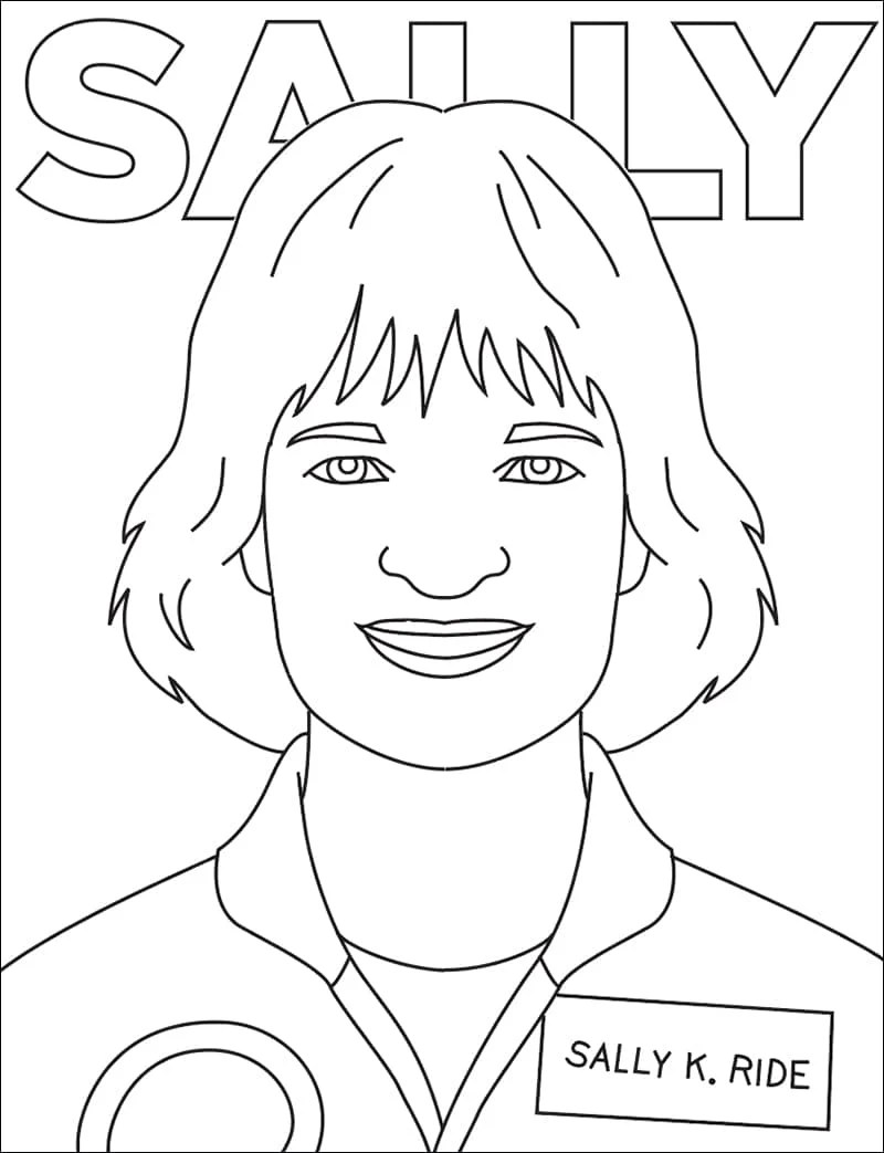 Easy How to Draw Sally Ride Tutorial and Sally Ride Coloring Page