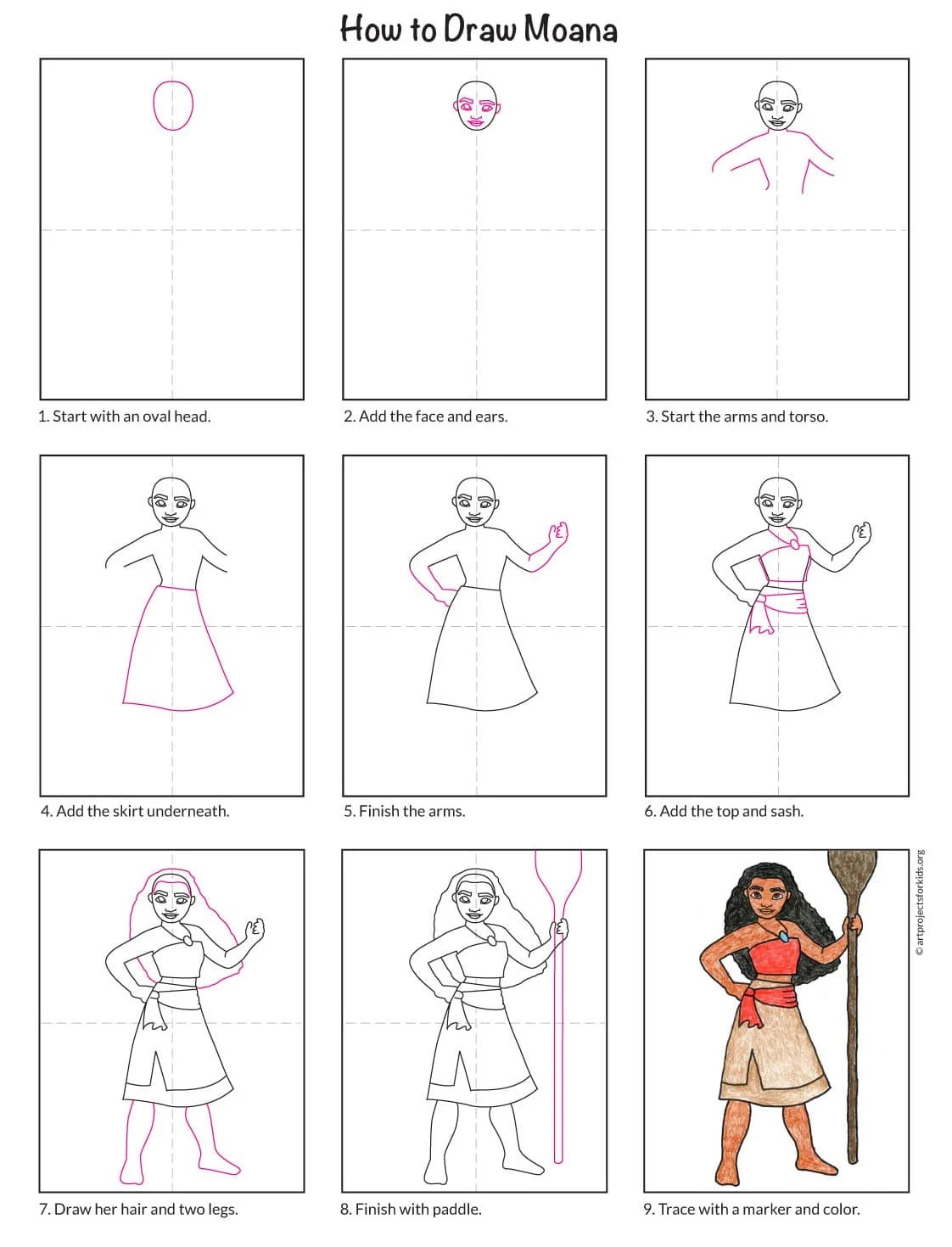 How To Draw Moana Step By Step Easy Drawing Tutorial For