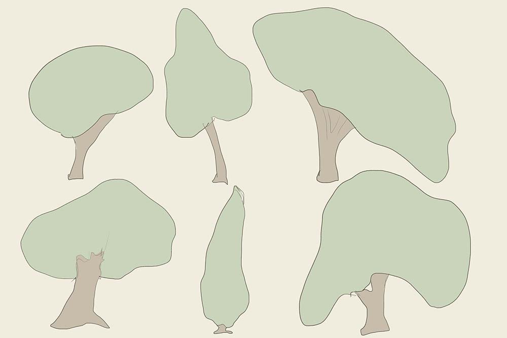 кусты нарисовать легко