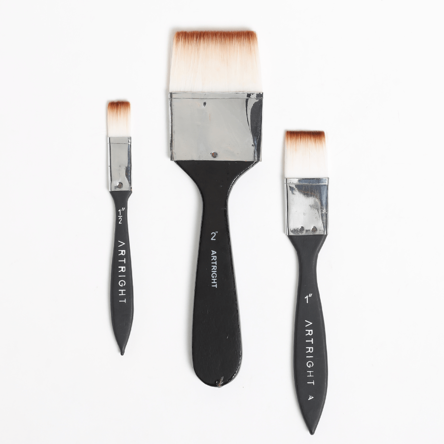 Flat Wash Brush Set of 1/2 inch, 1 inch and 2 inch Best Art Supplies