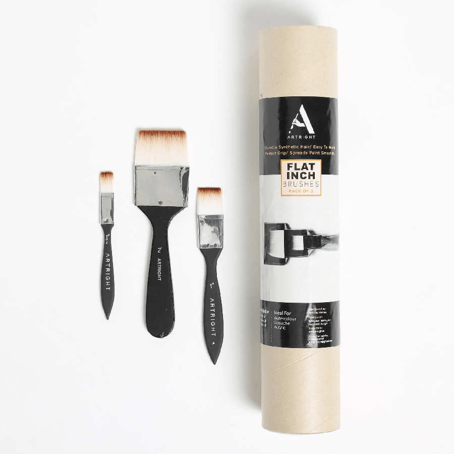 Flat Wash Brush Set of 1/2 inch, 1 inch and 2 inch Best Art Supplies