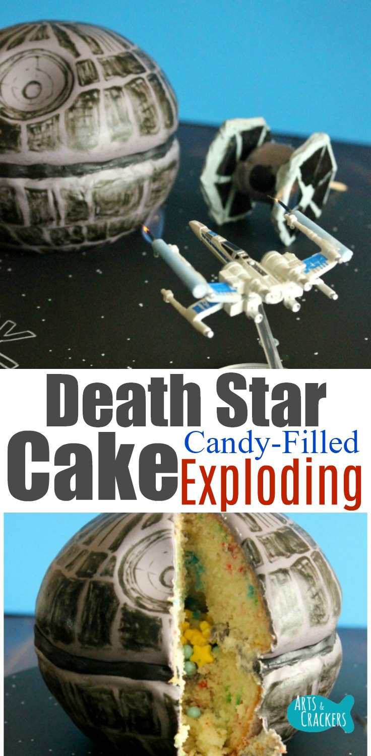 CandyFilled Death Star Cake Tutorial with Tie Fighter