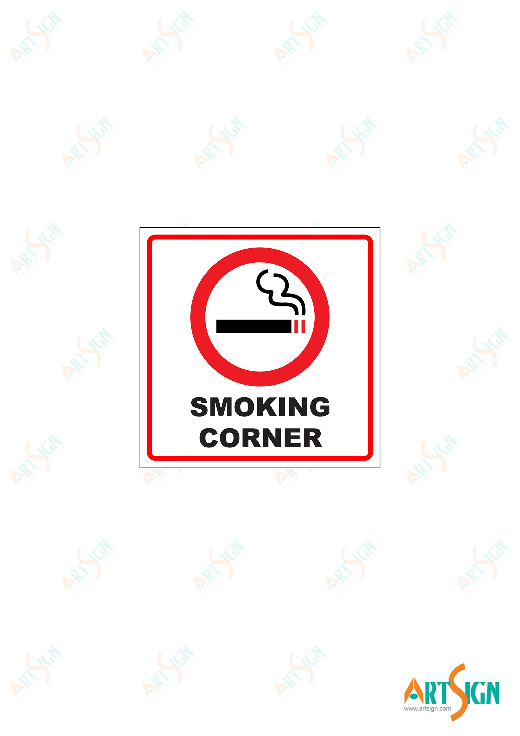Sticker Sign Smoking Corner 100 x 100mm Artsign