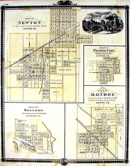 Plan of Newton, Plan of Prairie City, Plan of Monroe, Plan of Kellogg