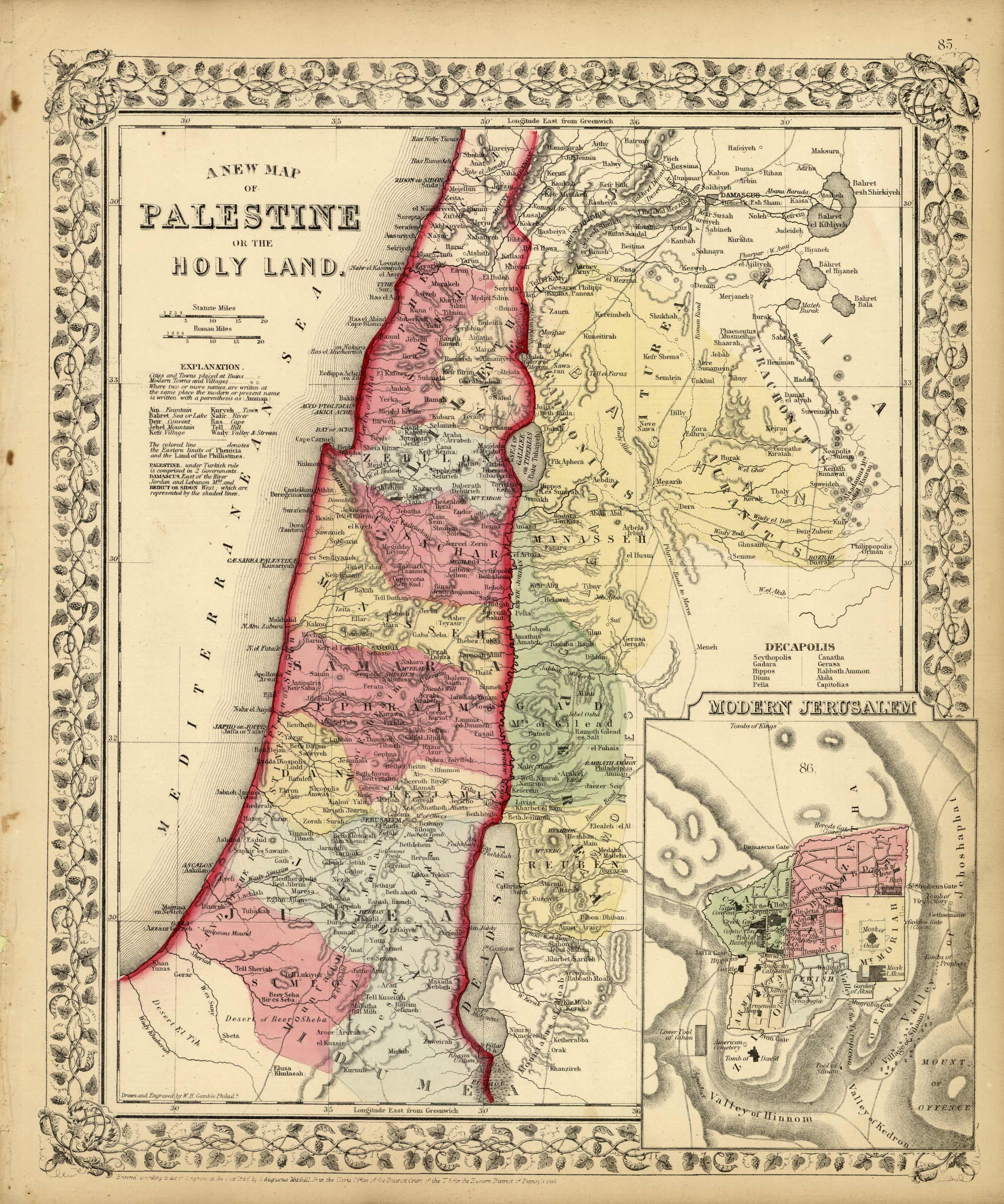 A New Map of Palestine or the Holy Land Art Source International