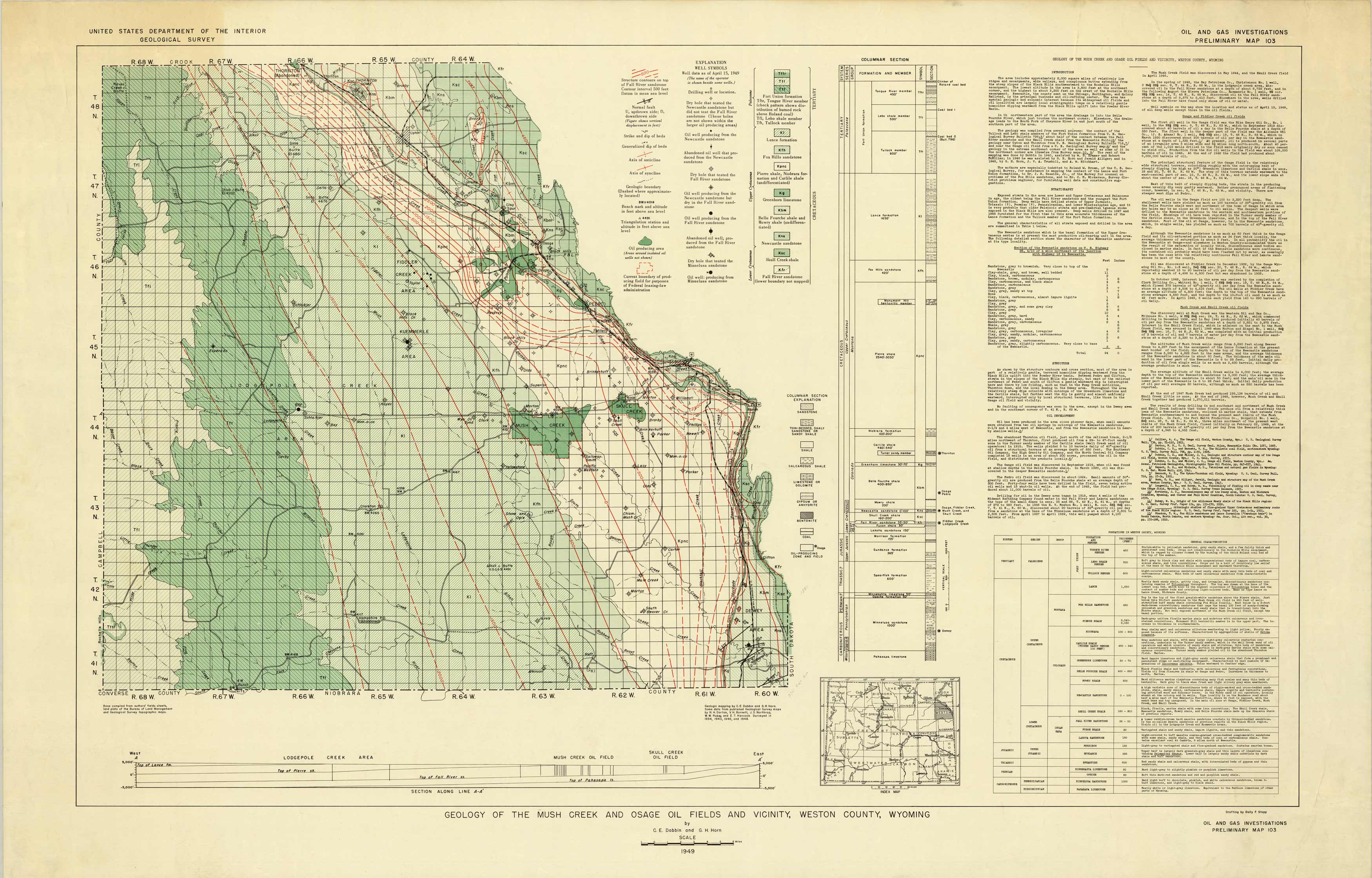 Geology of the Mush Creek and Osage Fields and Vicinity, Weston County