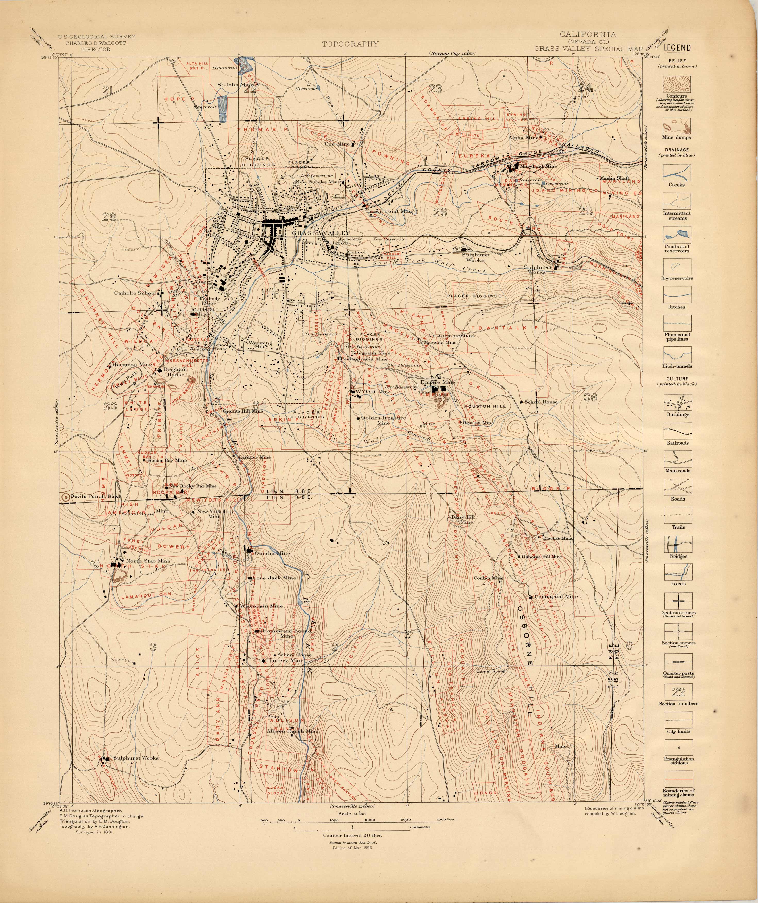 Grass Valley Special Map (Neveda Co.) Topography Art Source