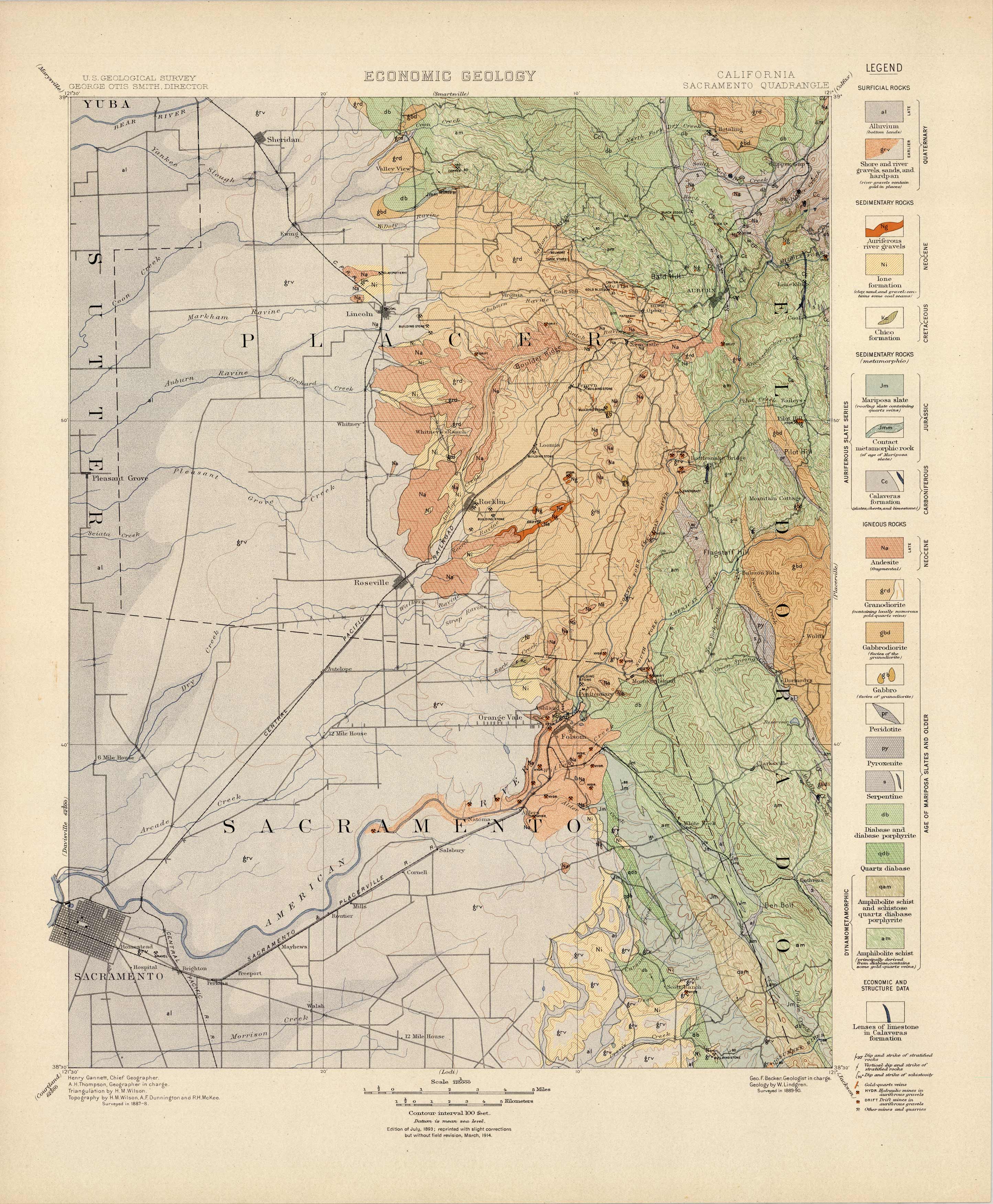 Sacramento Quadrangle, California Economic Geology Art Source