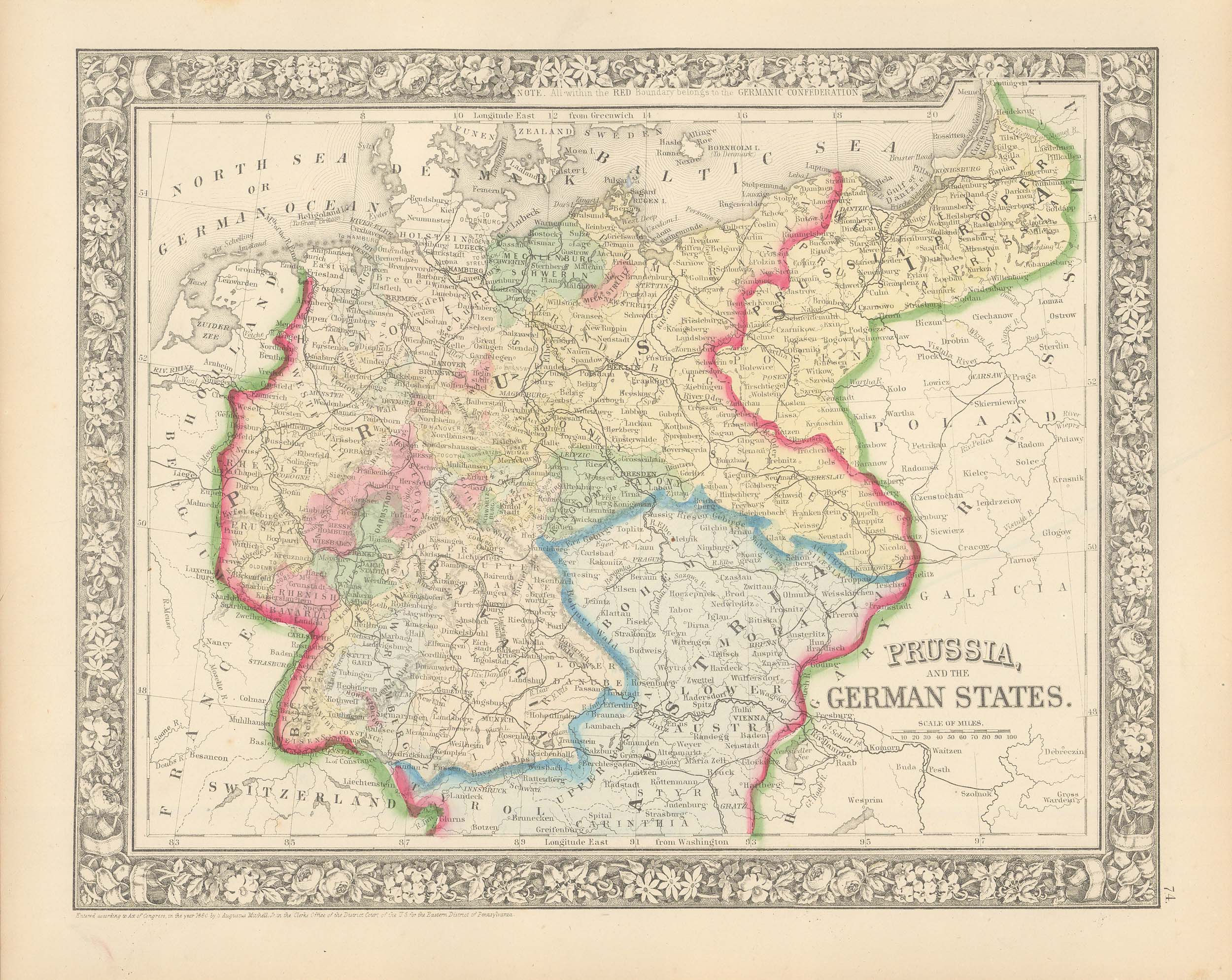 Mitchell's 1865 Map of Prussia and the German States Art Source