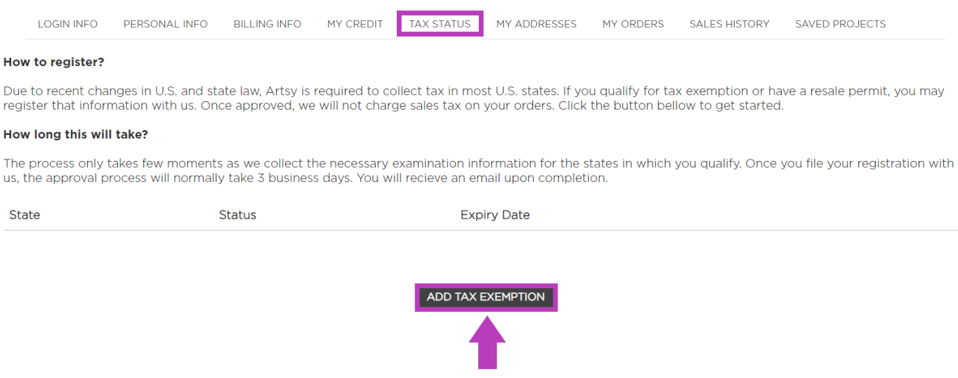Sales Tax Exemption Status Artsy Couture