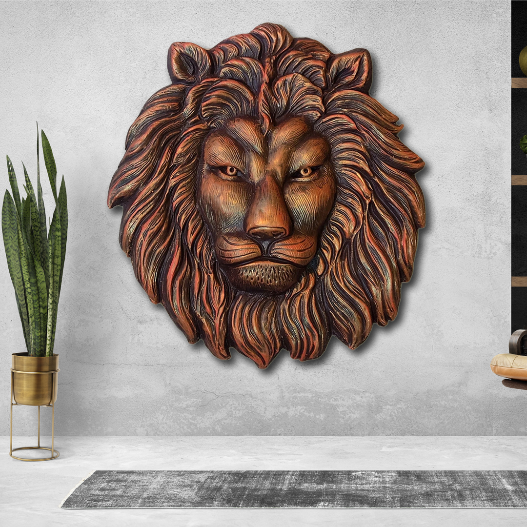 Lion Face wall decor fiber mural elevation small design Arttech Studio