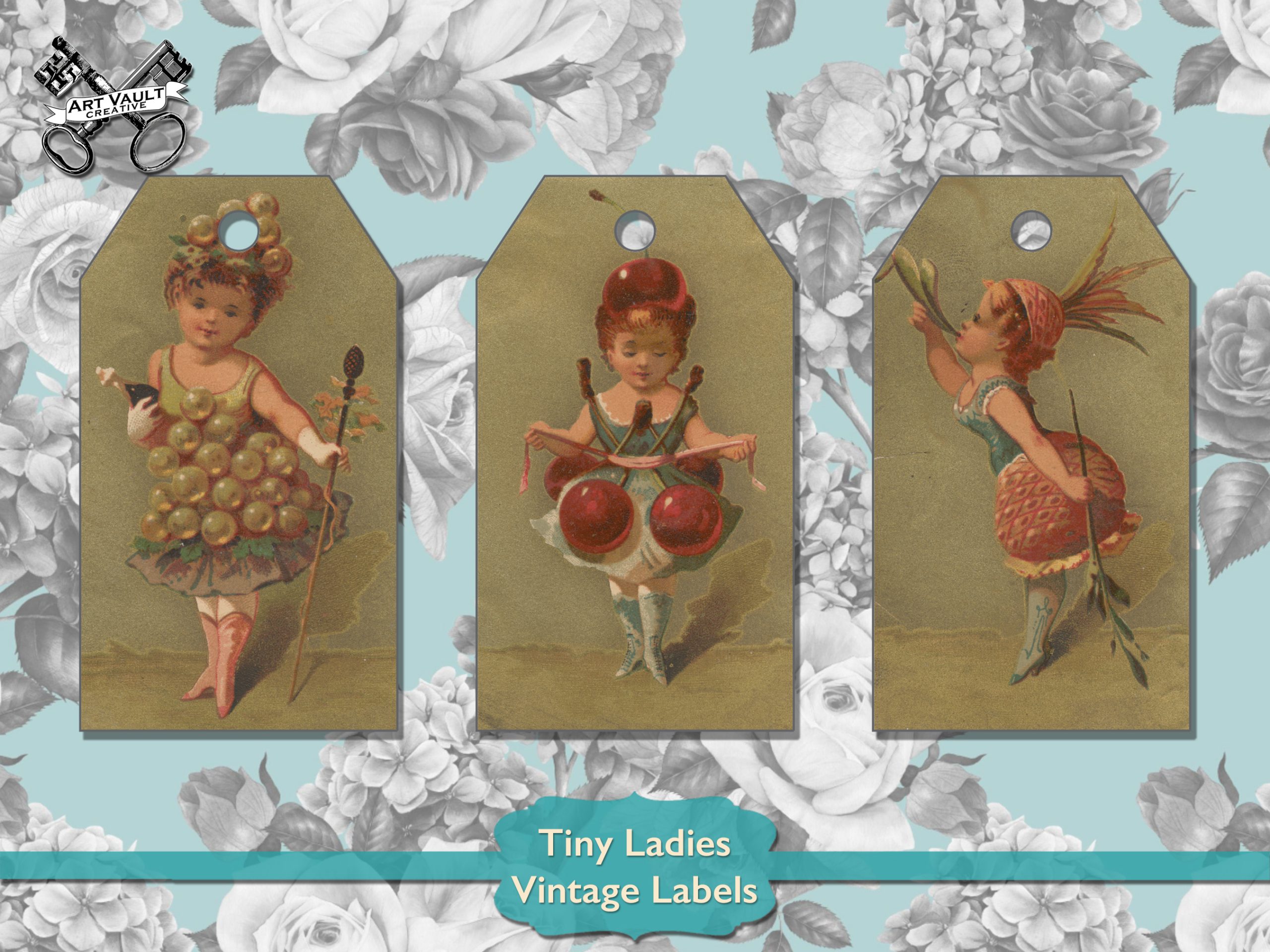 Tiny Lady Labels Tags - Art Vault Creative