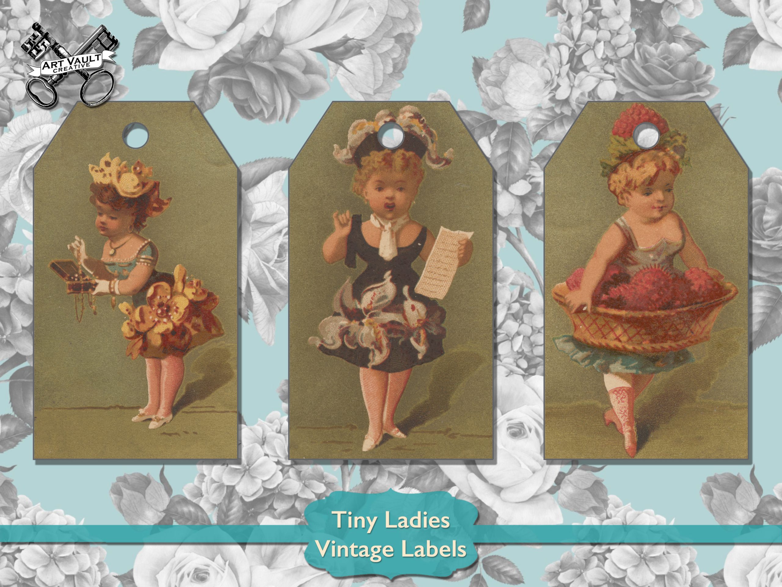 Tiny Lady Labels Tags - Art Vault Creative