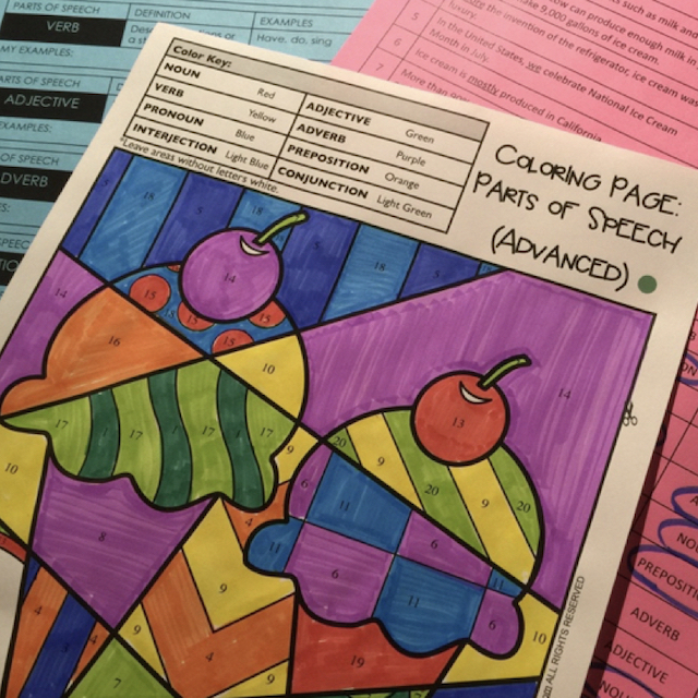 Parts of Speech Coloring Pages Art With Jenny K.