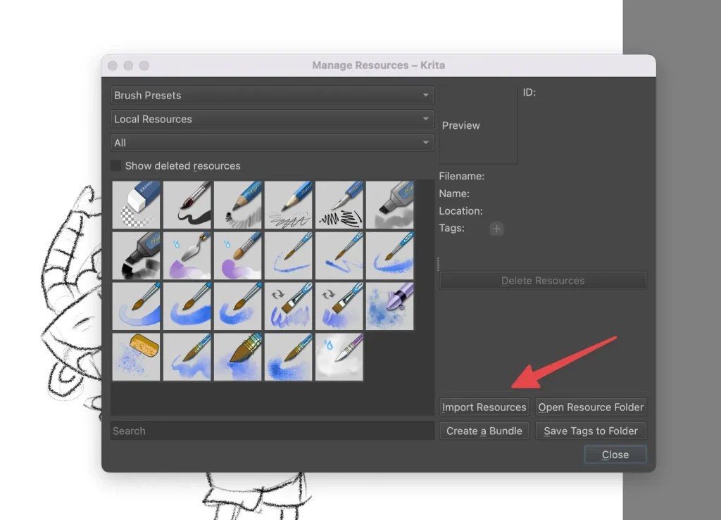 How to Add and Import New Brushes in Krita Artwork Path