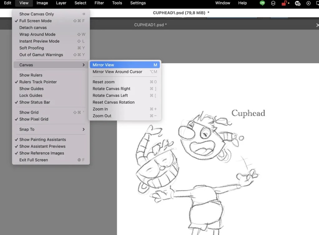 How to Quickly Flip Images and Canvas in Krita Artwork Path