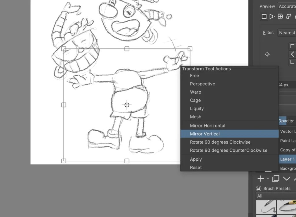 How to Quickly Flip Images and Canvas in Krita Artwork Path