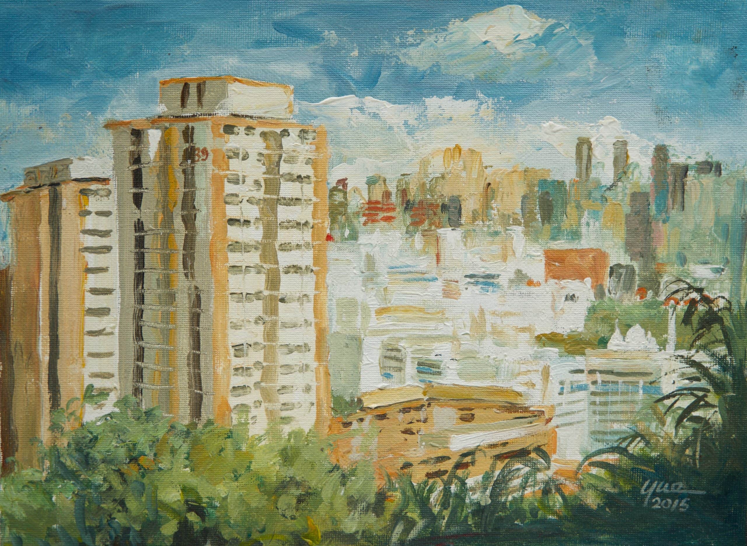 A HDB Housing Estate, Singapore, 2015 Acrylic on Canvas