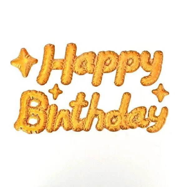 Metallic Happy Birthday Sticker Wall Gold Decoration 1ct Party Store