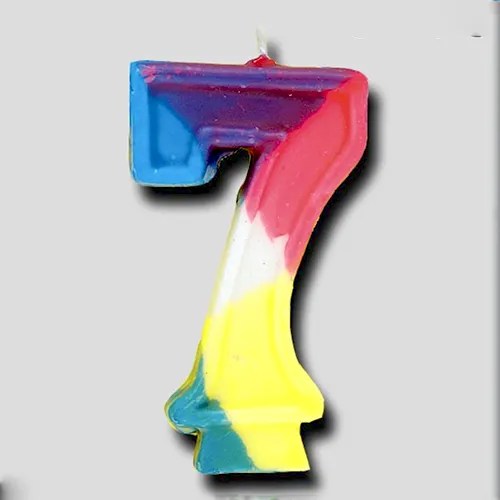 Rainbow Number 7 Birthday Candle