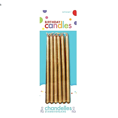 Long Gold Birthday Candles 12ct Party Store Miami FL Same Day Delivery
