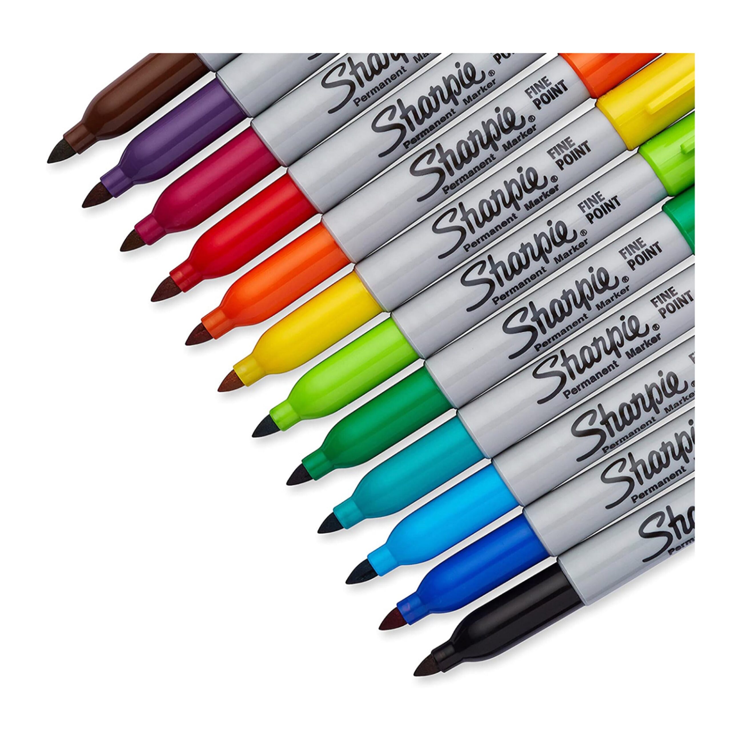 Sharpie Permanent Markers Fine Tip x12 Colours Artzmania