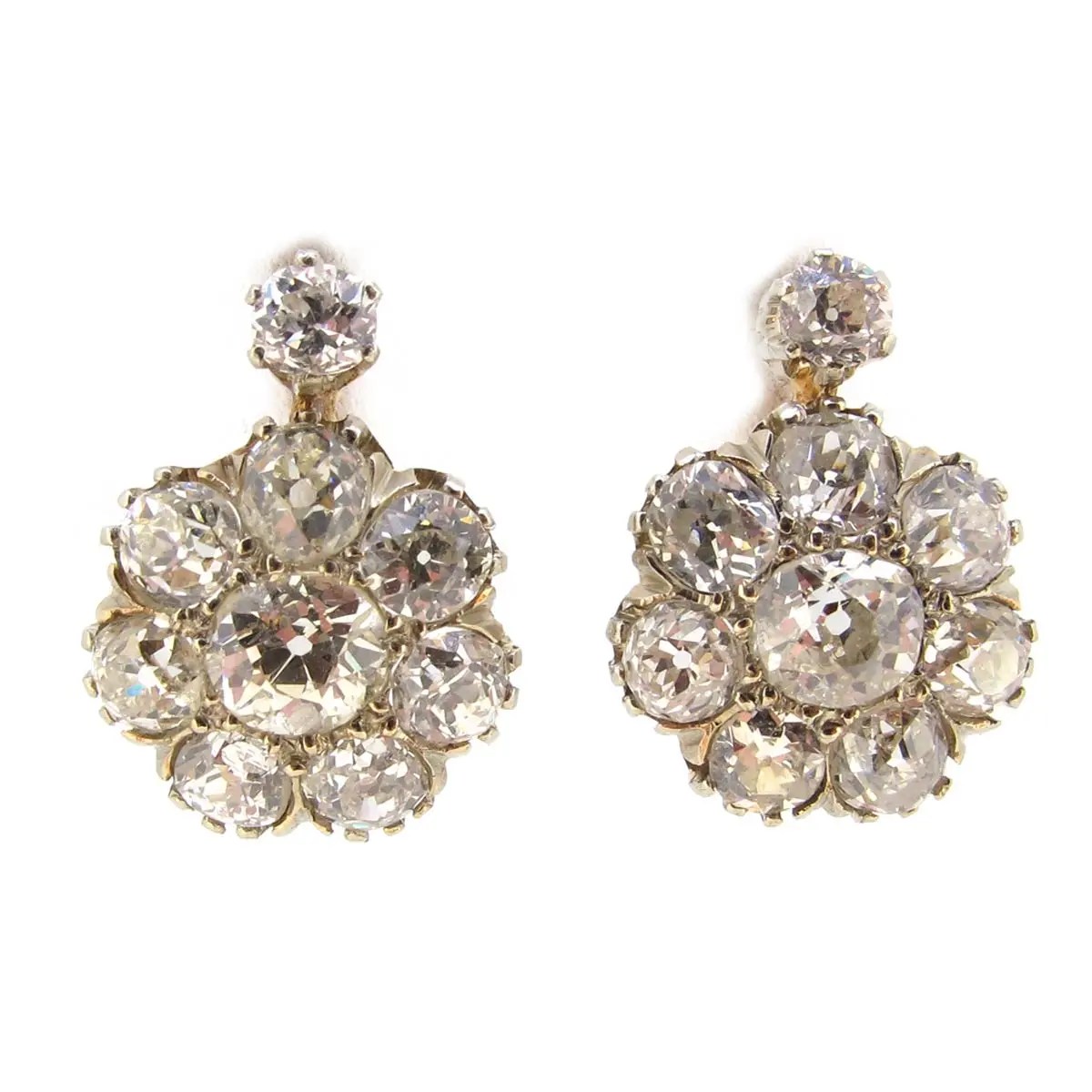 Antique Daisy Cluster Diamond Earrings A.R. Ullmann