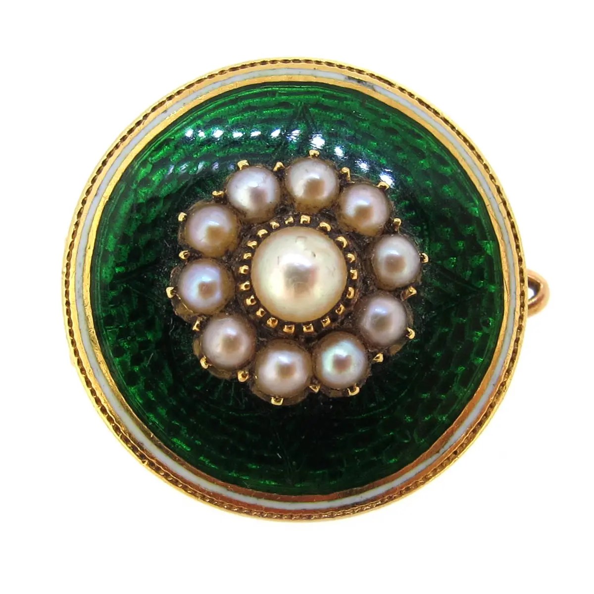 Guilloche Enamel & Pearl Brooch A.R. Ullmann