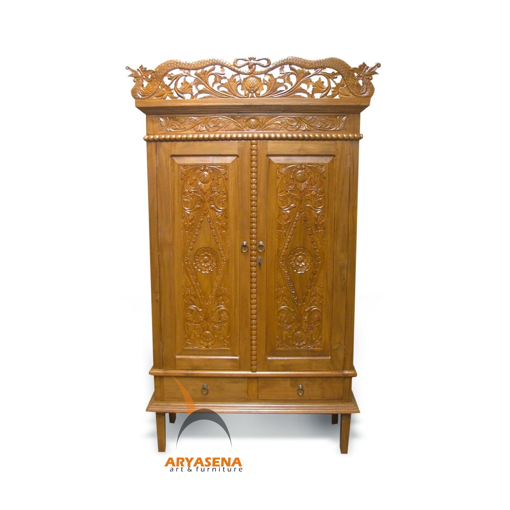 Teak Carved Cupboard JSCB 019 Wood Furniture Wholesale and Rattan
