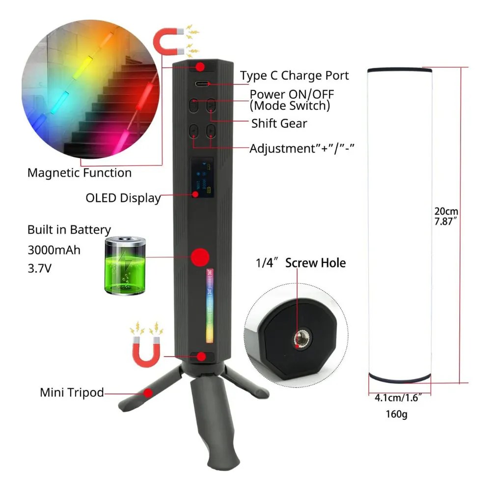 Buy LED Video Light W200 RGB Handheld Photography Light