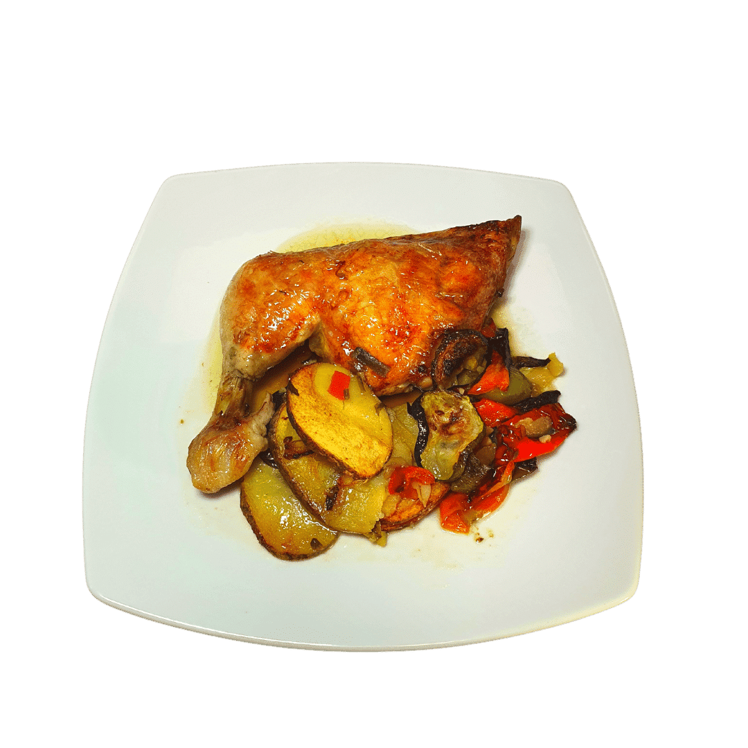 ASADO DE POLLO CON PATATAS Y VERDURA ASADERO RONDA SUR