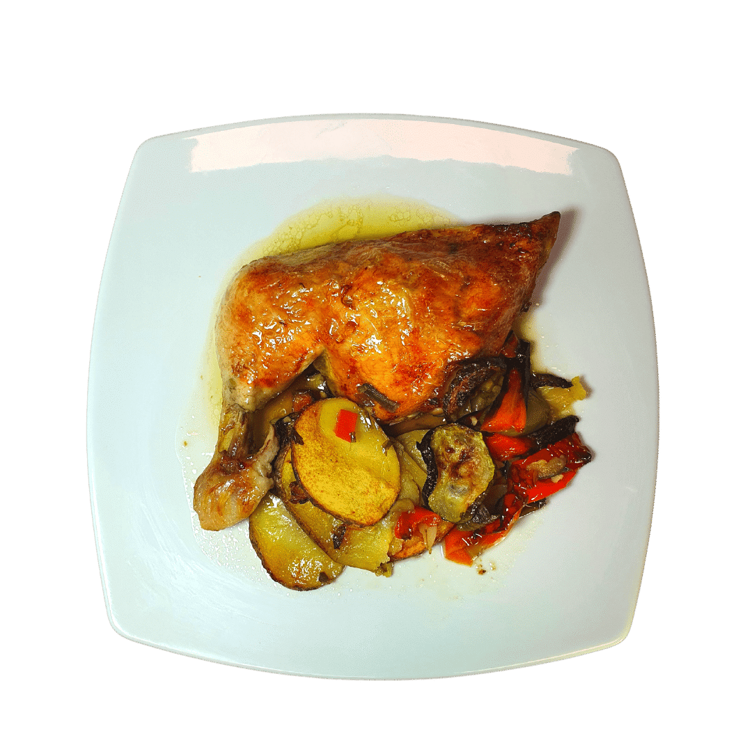 ASADO DE POLLO CON PATATAS Y VERDURA ASADERO RONDA SUR